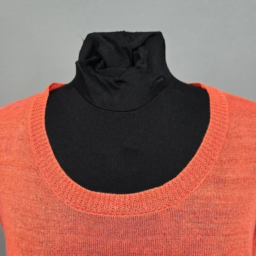 🐢 J.CREW Orange Linen Drop Shoulder Swing Sweater Sz Small